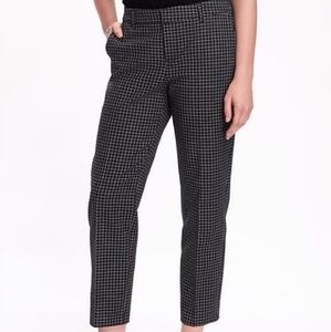 Old Navy Harper Cropped Ankle Pants Black White Grid Check Womens Size 4 Trouser